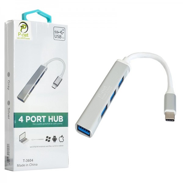 هاب 4پورت USB3 TYPE-C برند p-net مدل T-3604