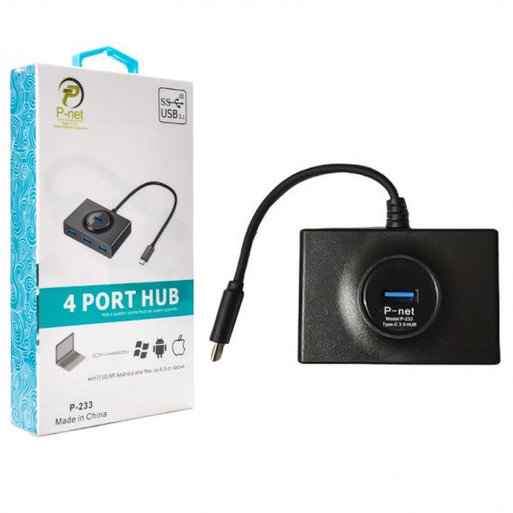 هاب 4 پورت usb3 type-c برند p-net مدلp-233